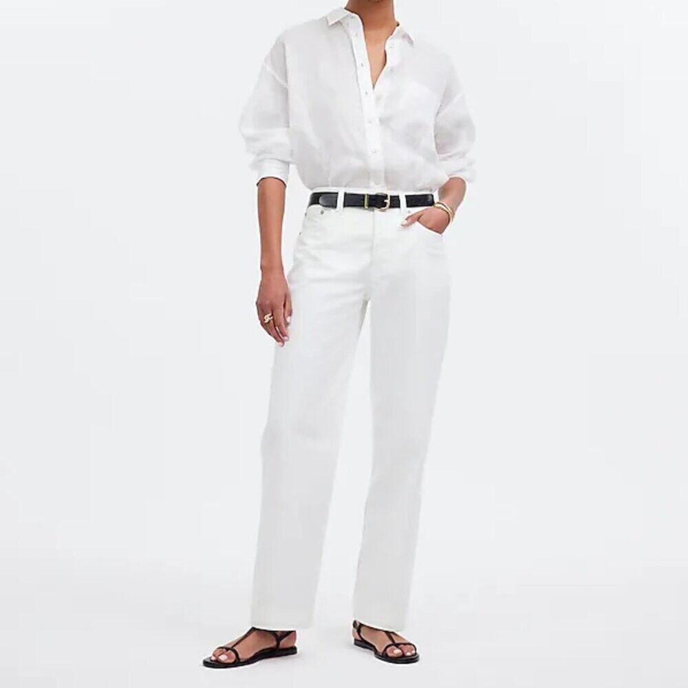 Madewell Low-Slung Straight Jeans in Tile White Size 27 NWT